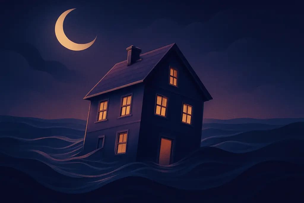 Dream illustration: Sinking house