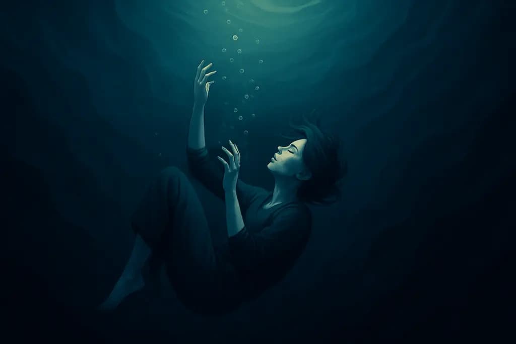Dream illustration: Sinking in deep water