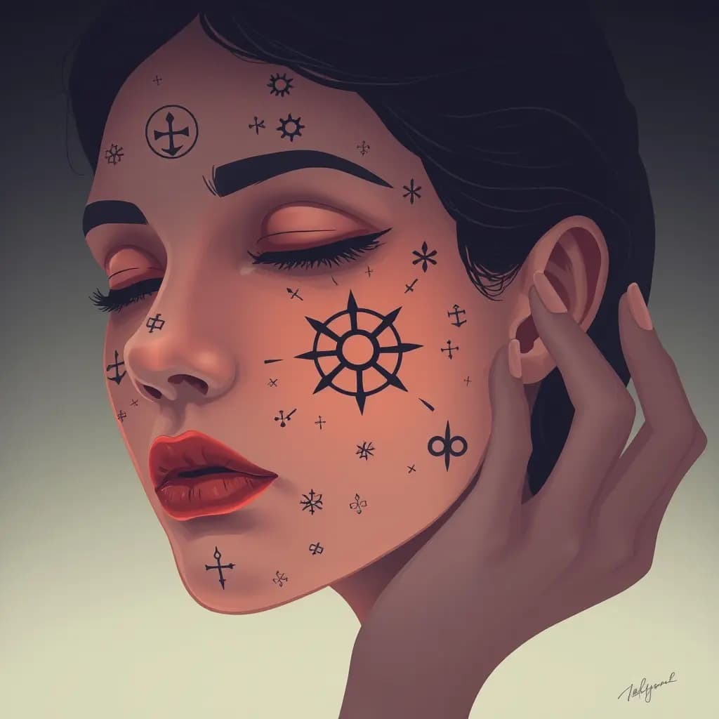 Dream illustration: Skin marked by unfamiliar symbols