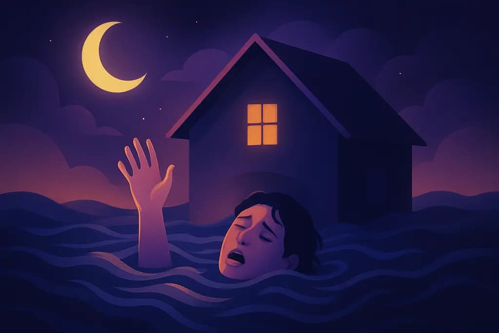 Dream illustration: someone else drowning in house dream