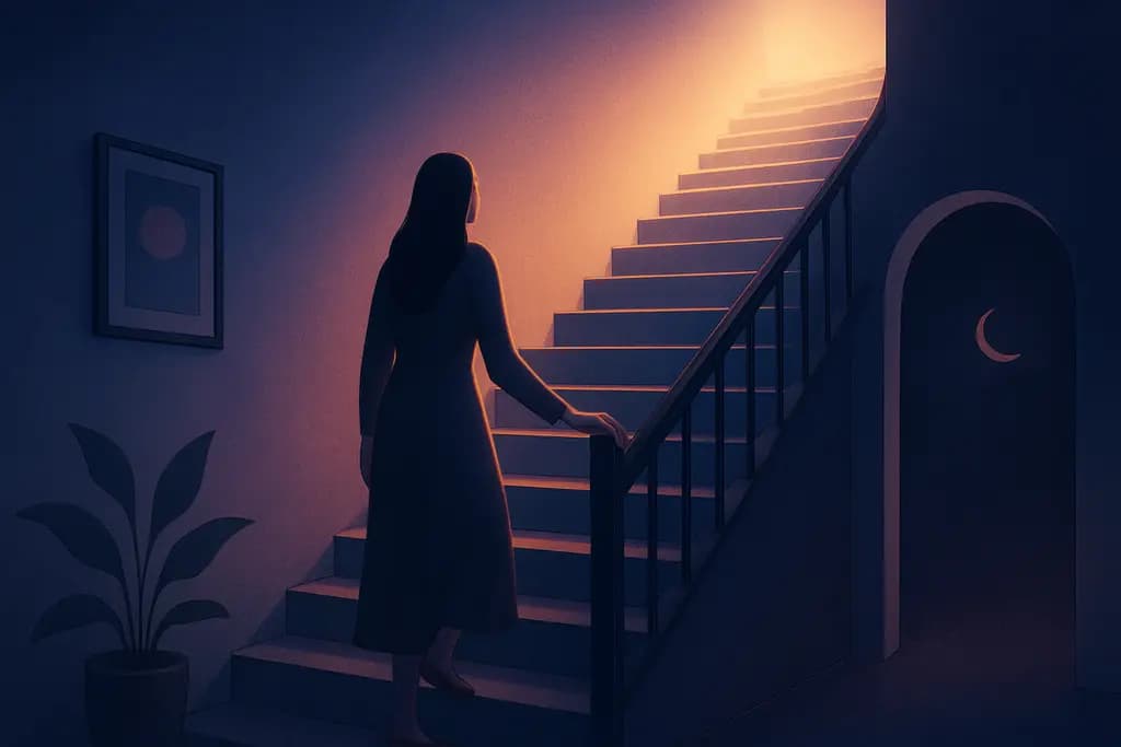 Dream illustration: staircase stretches as you climb in my house