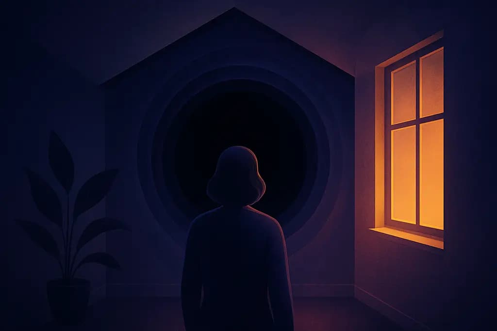 Dream illustration: staring into a black abyss in my house dream