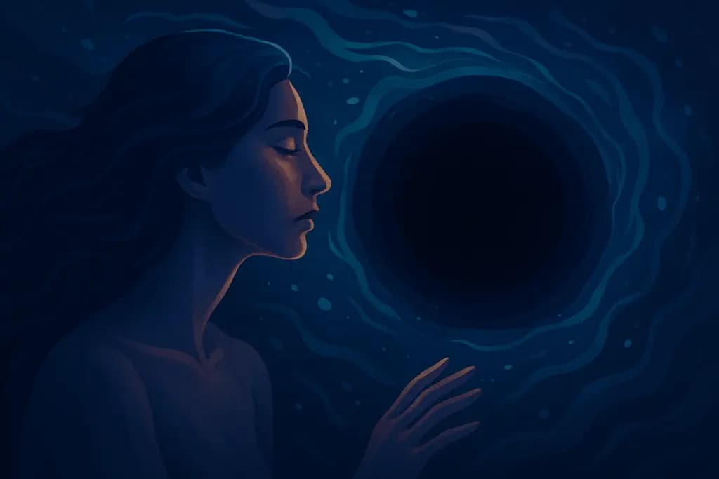 Dream illustration: staring into a black void underwater dream