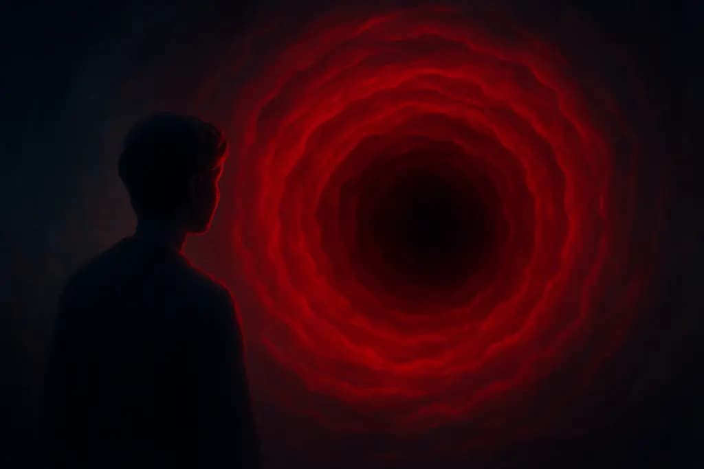 Dream illustration: staring into a red abyss in a dream