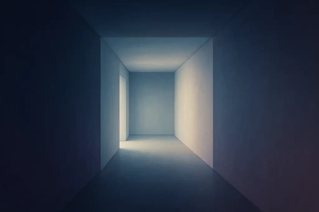Dream illustration: Stark white corridor