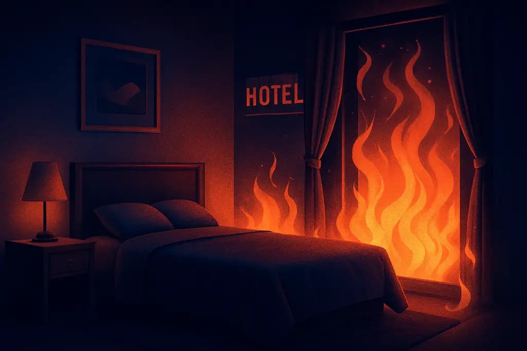 Dream illustration: staying in a hotel room on fire