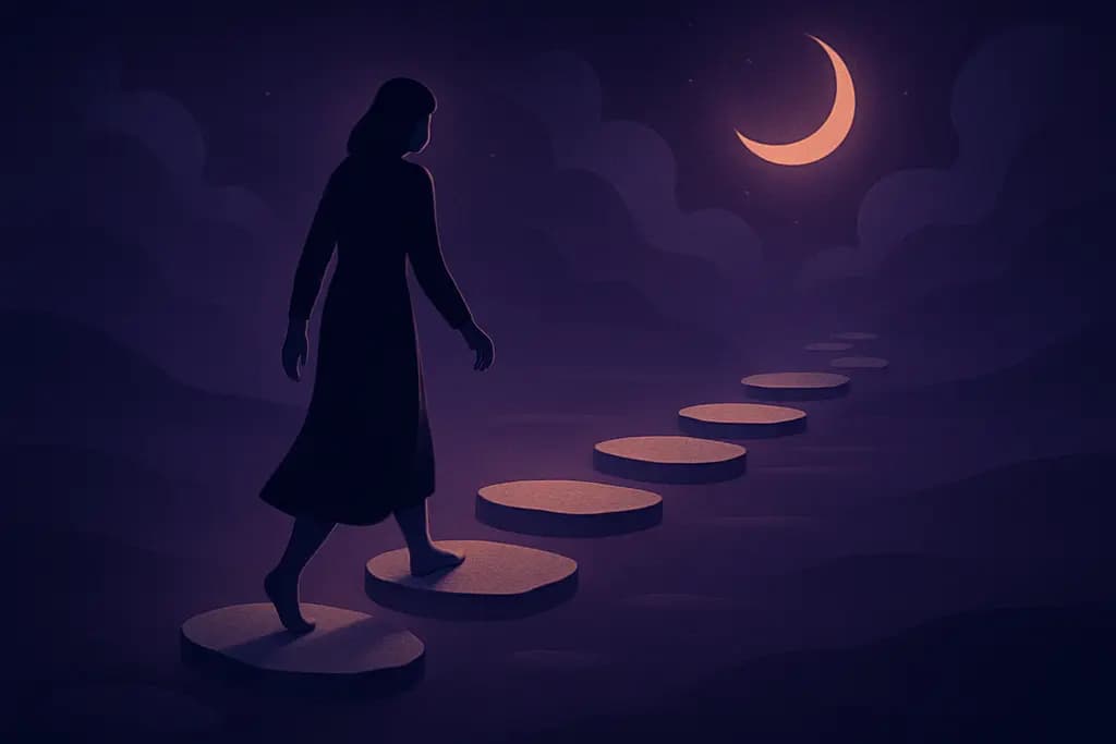 Dream illustration: Stepping stones that move away as you step