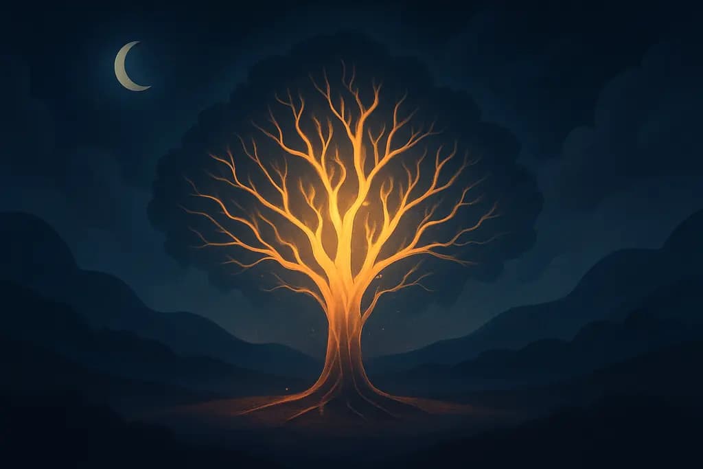 Dream illustration: Strange glowing tree