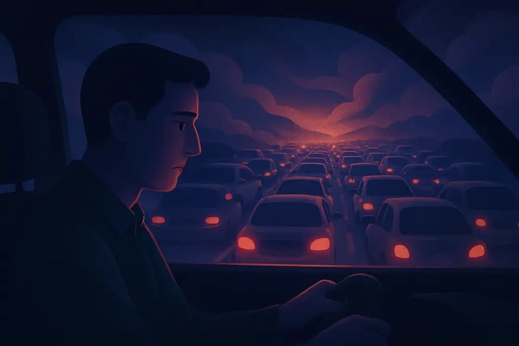 Dream illustration: Stuck in an endless traffic jam dream