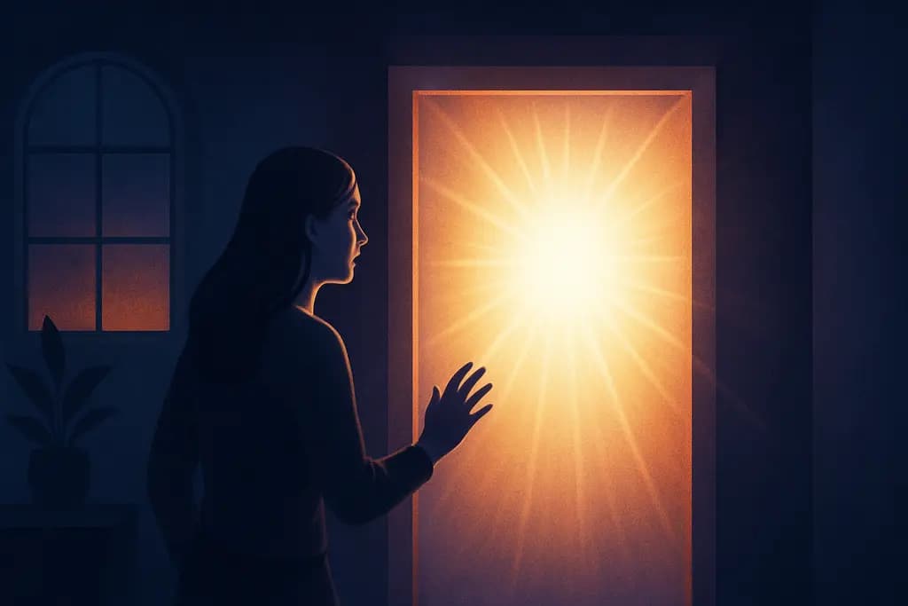 Dream illustration: sudden blinding white light in house dream