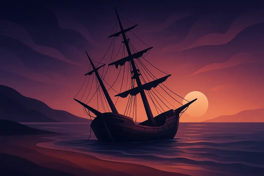 Dream illustration: Sunken ship on the shore