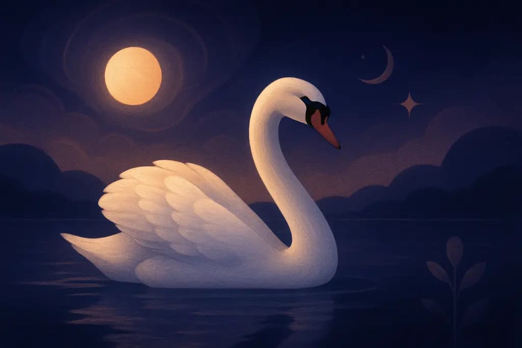 Dream illustration: Swan on still water