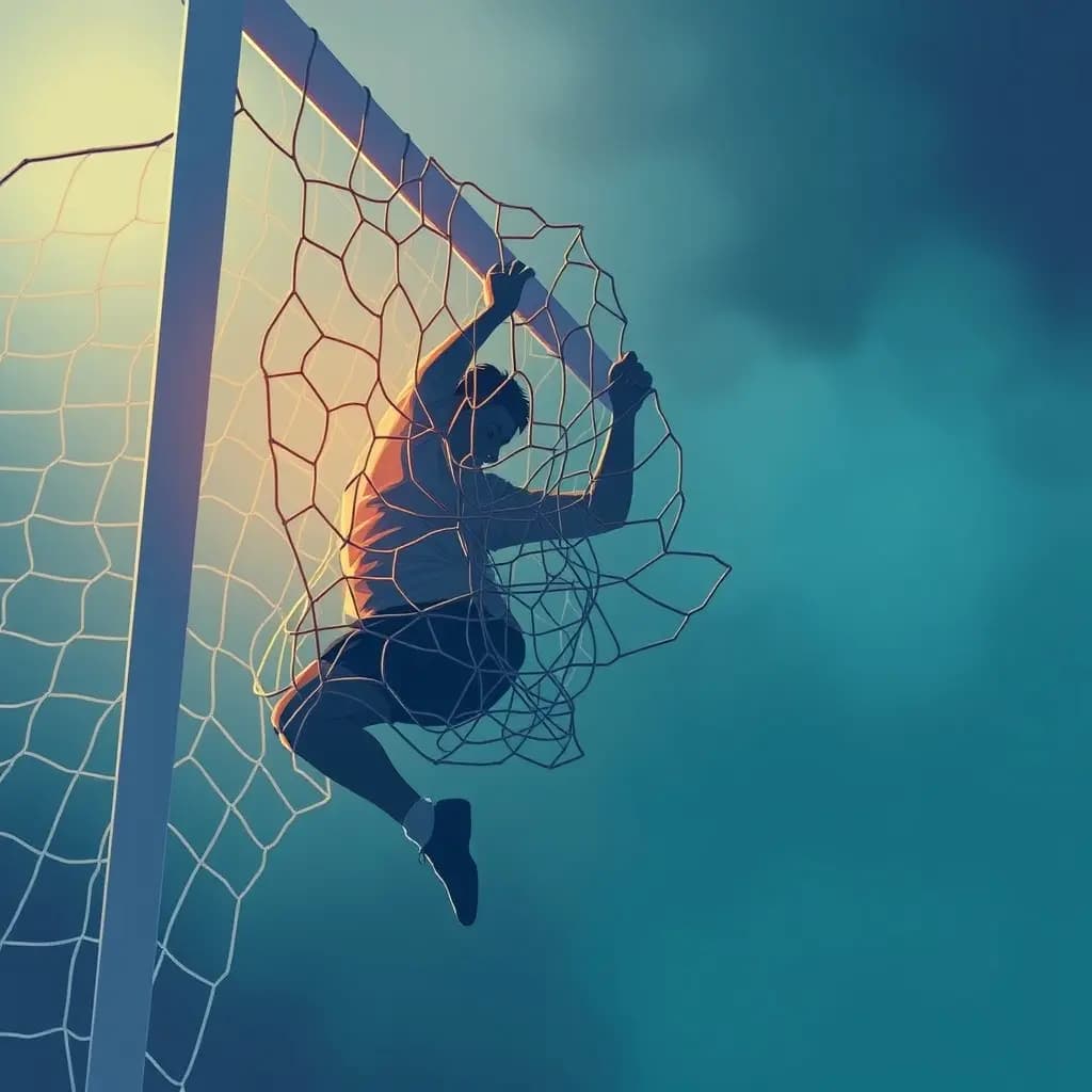 Dream illustration: Tangled in goal net