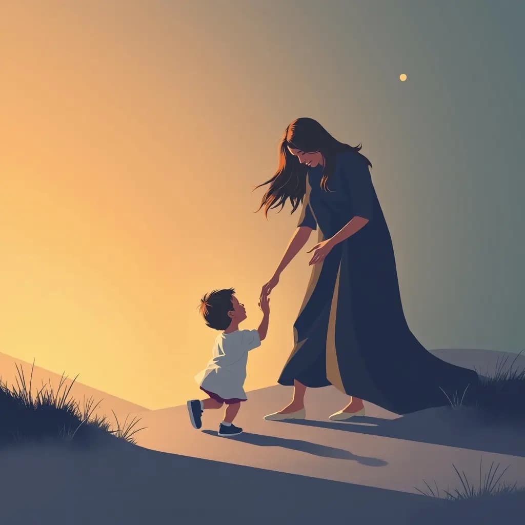 Dream illustration: Teaching child to walk