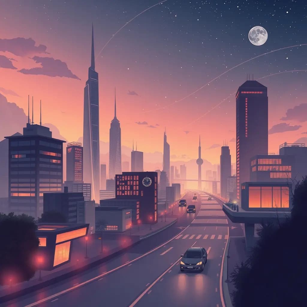 Dream illustration: Time travel to a future city