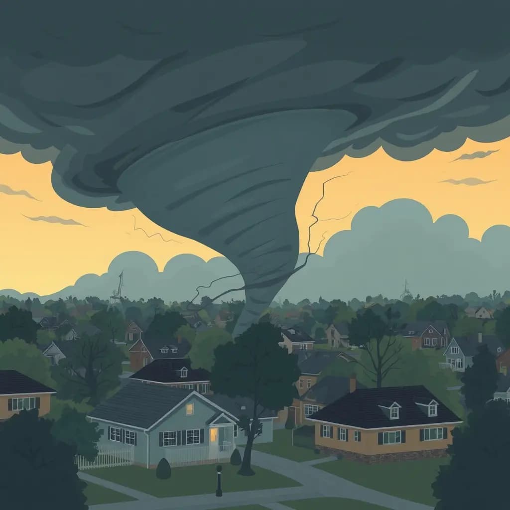 Dream illustration: Tornado Hovering Over Neighborhood