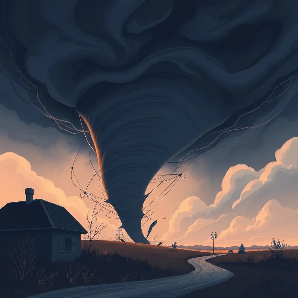 Dream illustration: Tornado touching down nearby