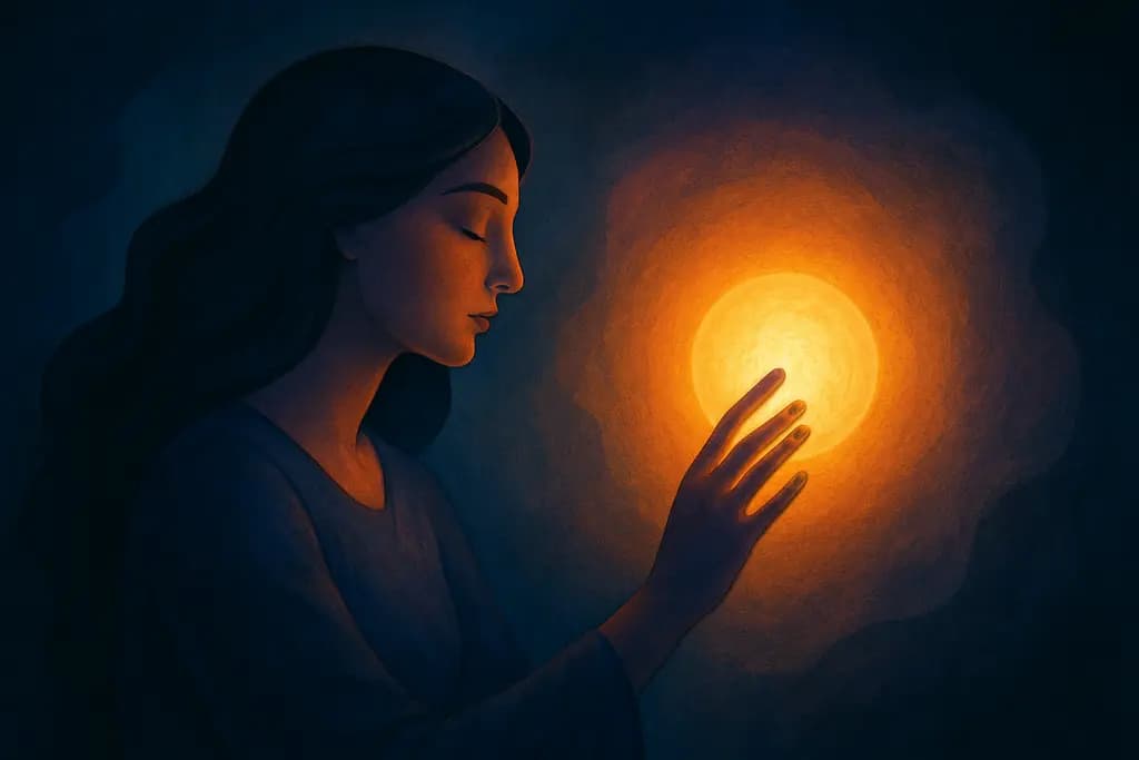 Dream illustration: Touching a glowing object