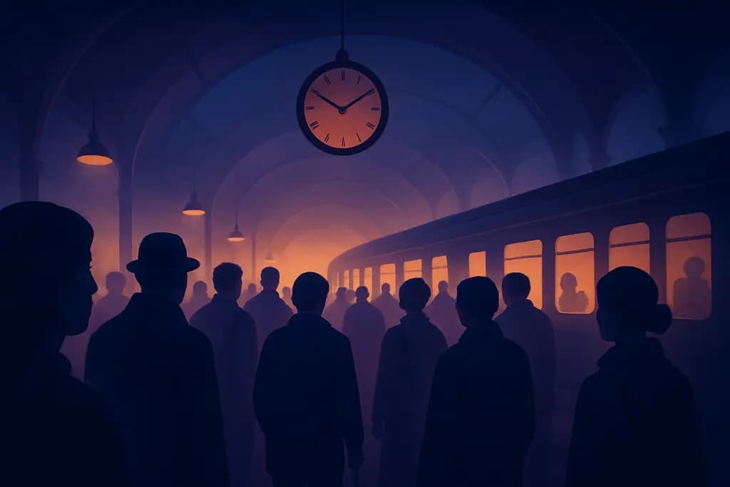 Dream illustration: Train station crowd