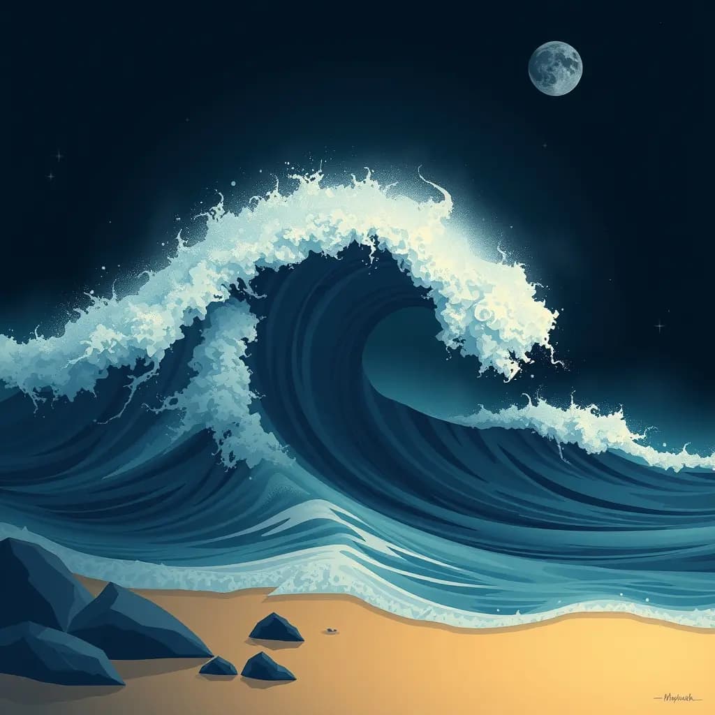 Dream illustration: Tsunami approaches coastline
