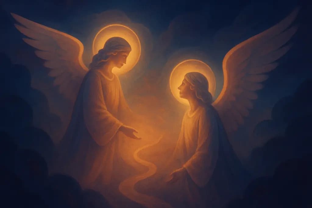 Dream illustration: two angels appearing in dream meaning