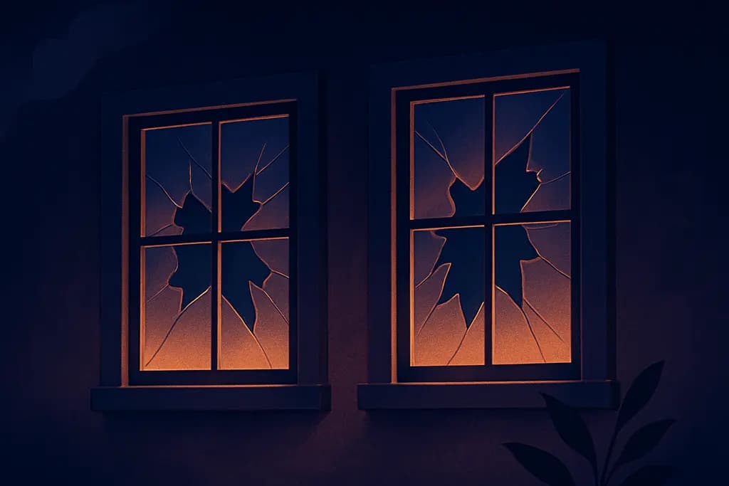 Dream illustration: two broken windows