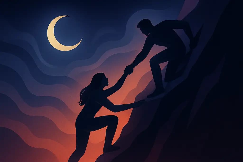 Dream illustration: two climbing