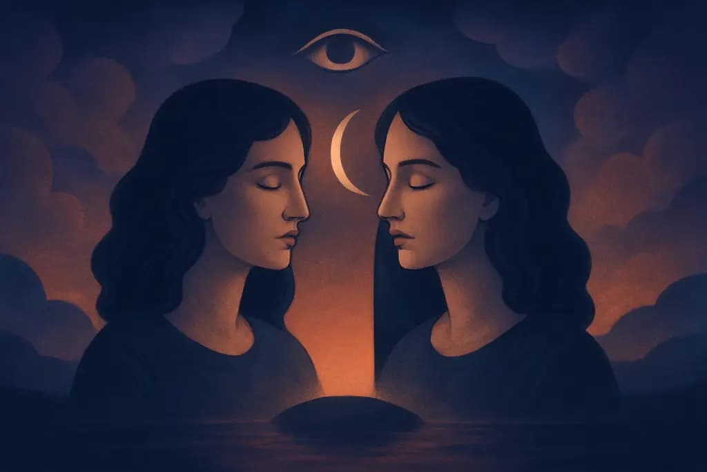 Dream illustration: two doppelgangers dream interpretation