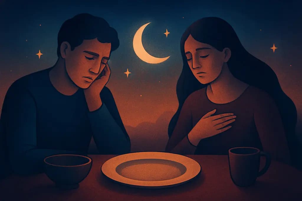 Dream illustration: two people being hungry in a dream meaning