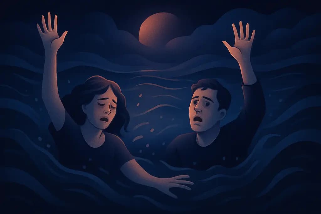 Dream illustration: two people drowning dream meaning