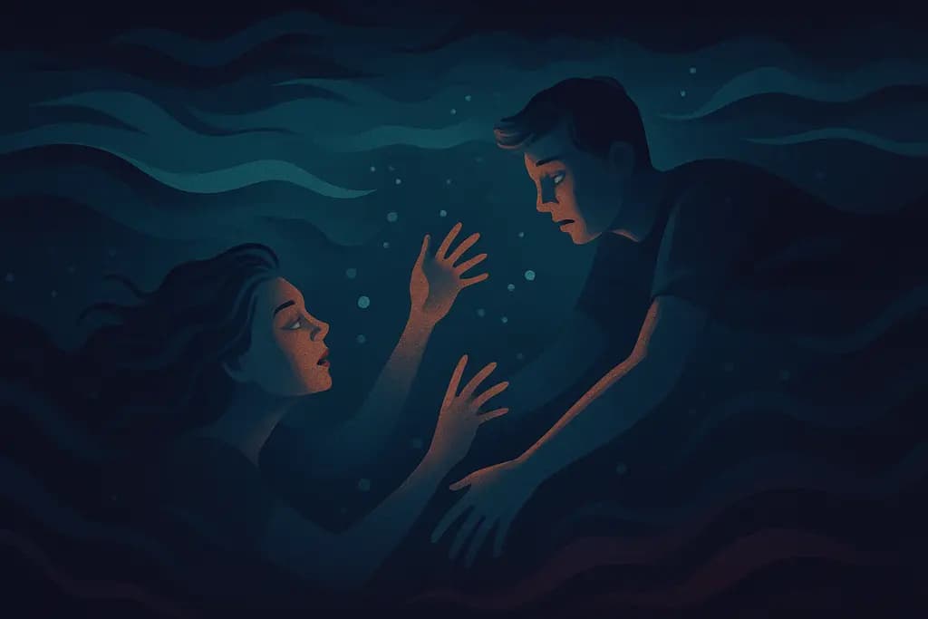 Dream illustration: two people drowning in my dream