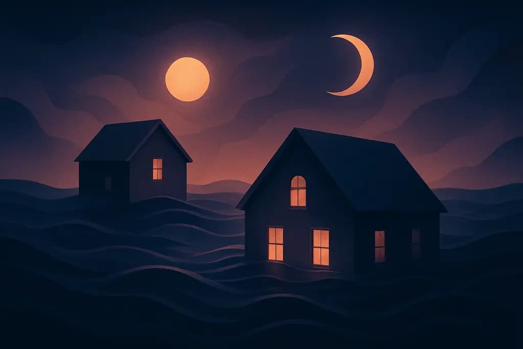 Dream illustration: two sinking houses