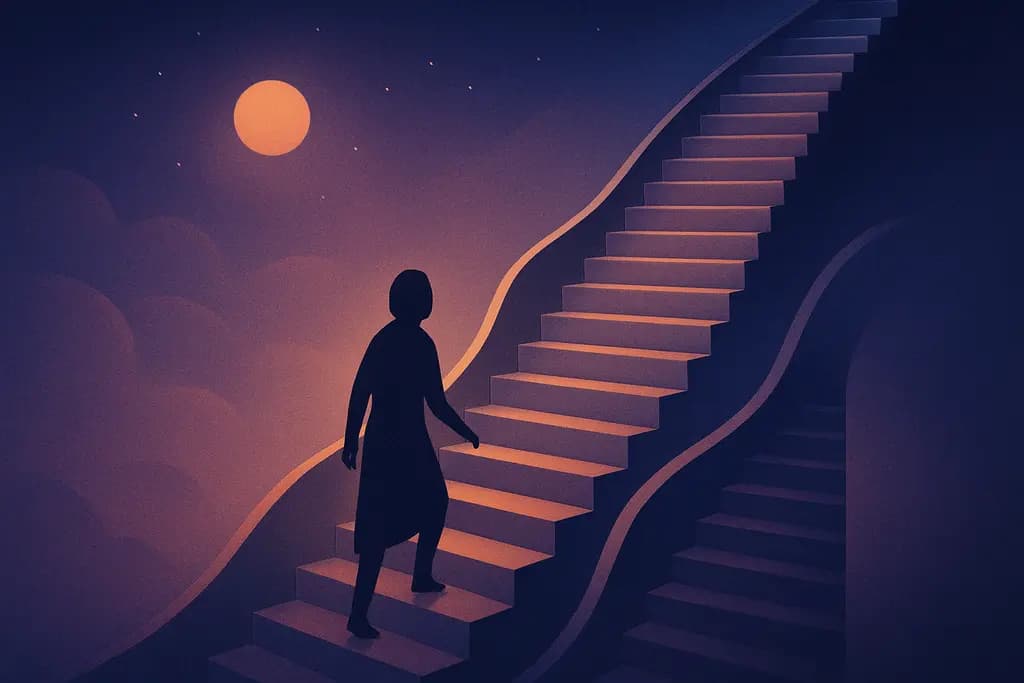 Dream illustration: two staircases stretch as you climb