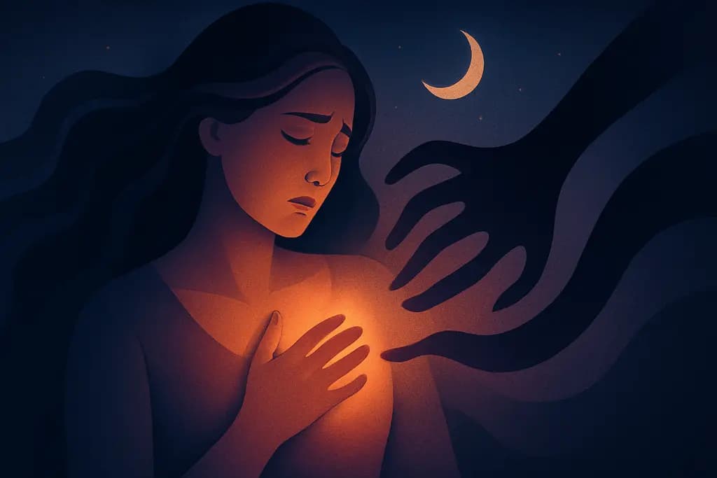 Dream illustration: unseen pressure on my chest biting me in dream