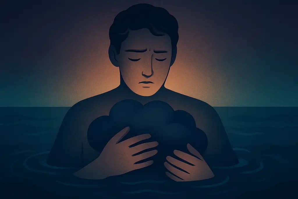 Dream illustration: unseen pressure on my chest in water dream