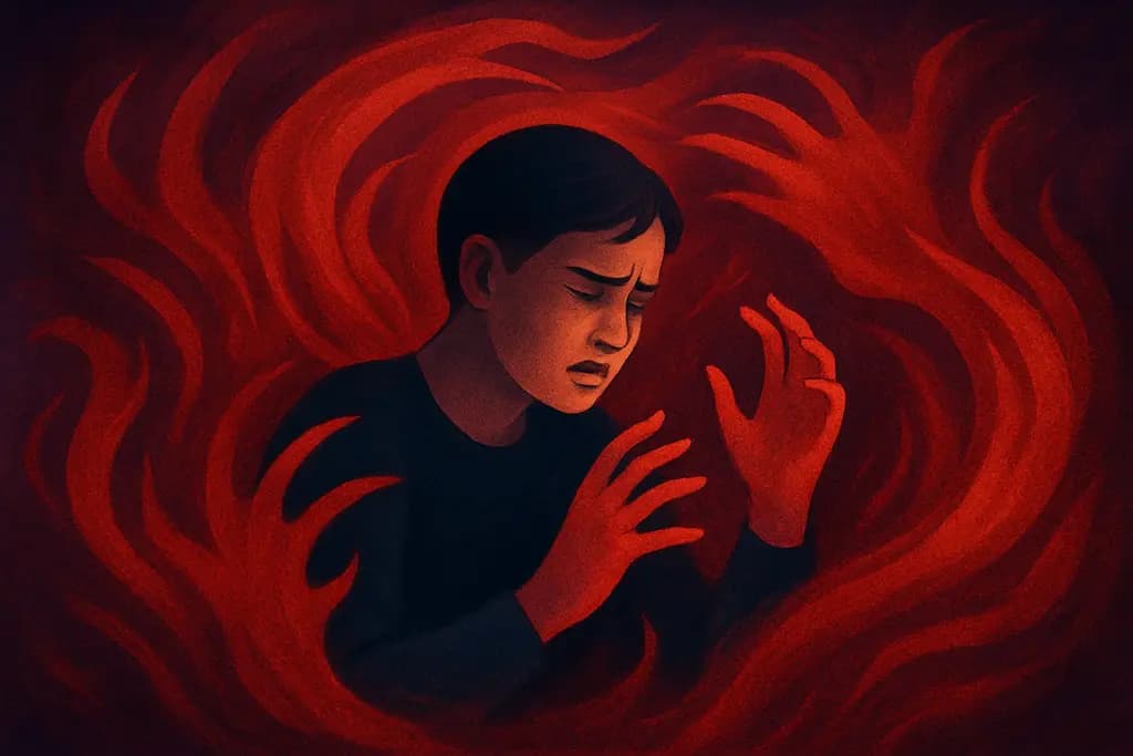 Dream illustration: vivid red all around attacking me