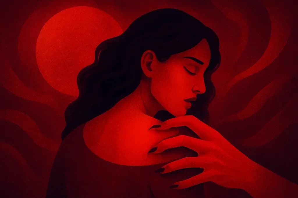 Dream illustration: vivid red all around biting me