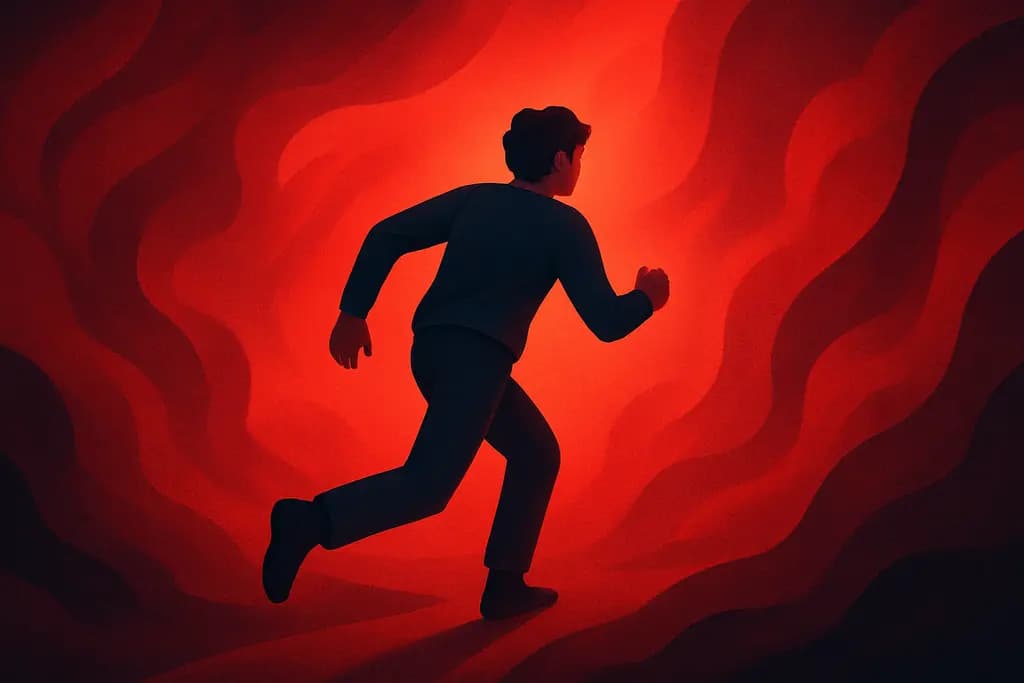Dream illustration: vivid red all around chasing me in a dream