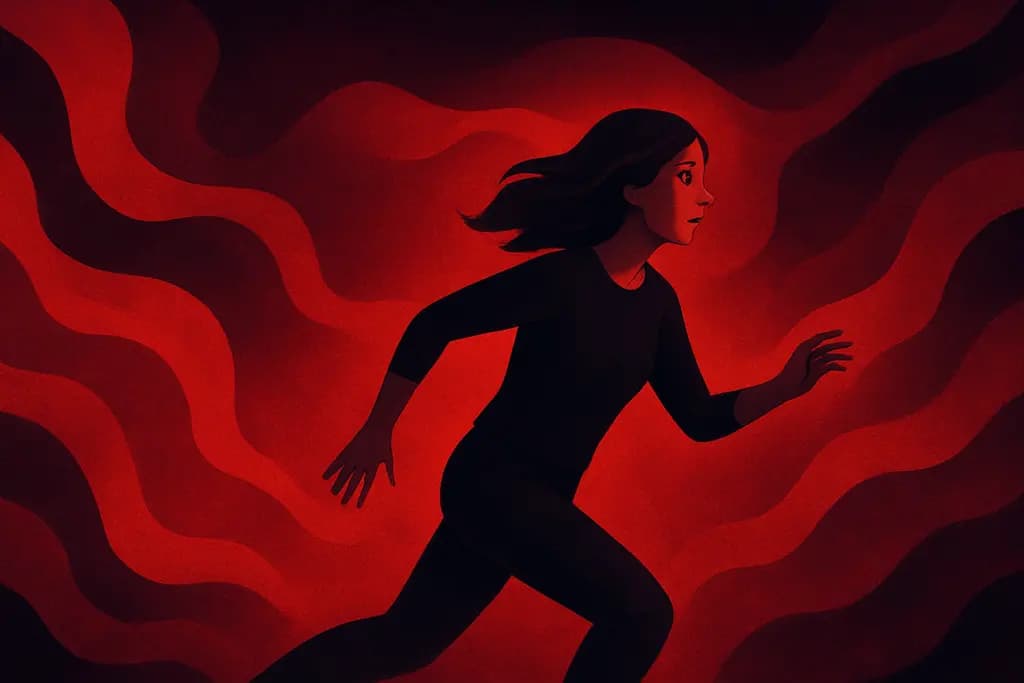 Dream illustration: vivid red all around chasing me in dream