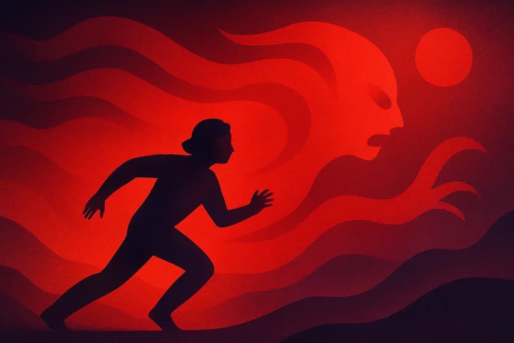 Dream illustration: vivid red all around chasing me