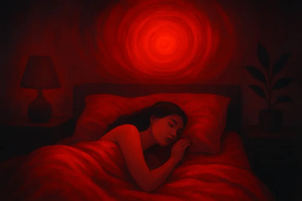 Dream illustration: vivid red all around in bed dream
