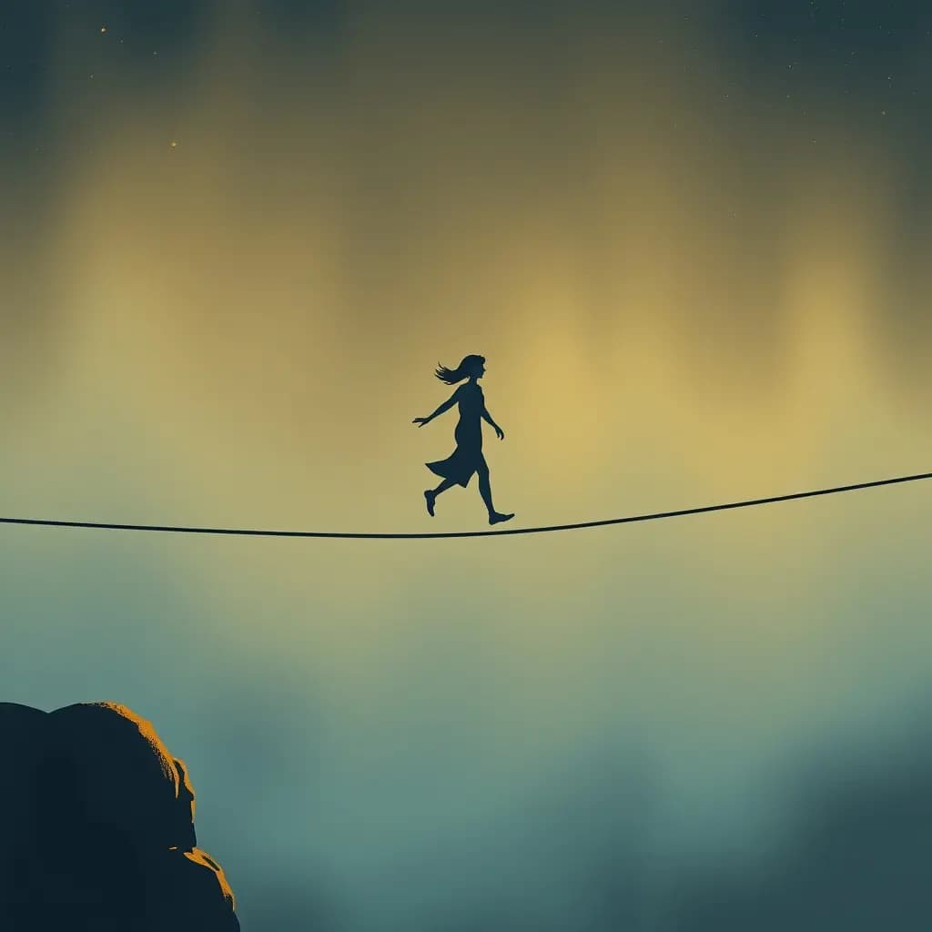 Dream illustration: Walking a narrow tightrope or balance beam