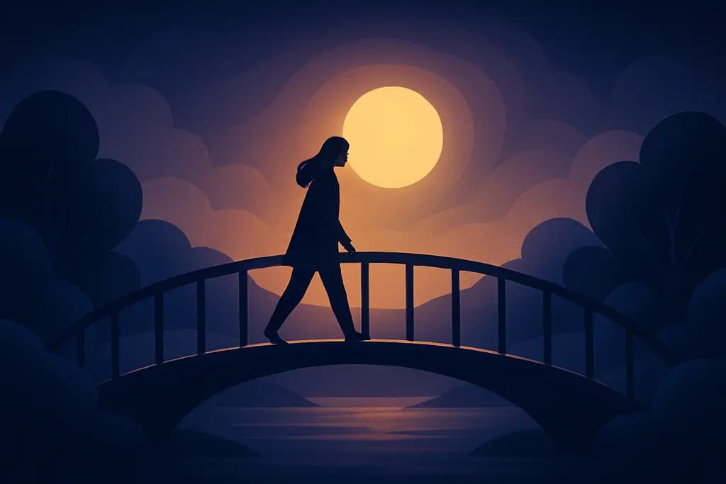 Dream illustration: Walking across a bridge