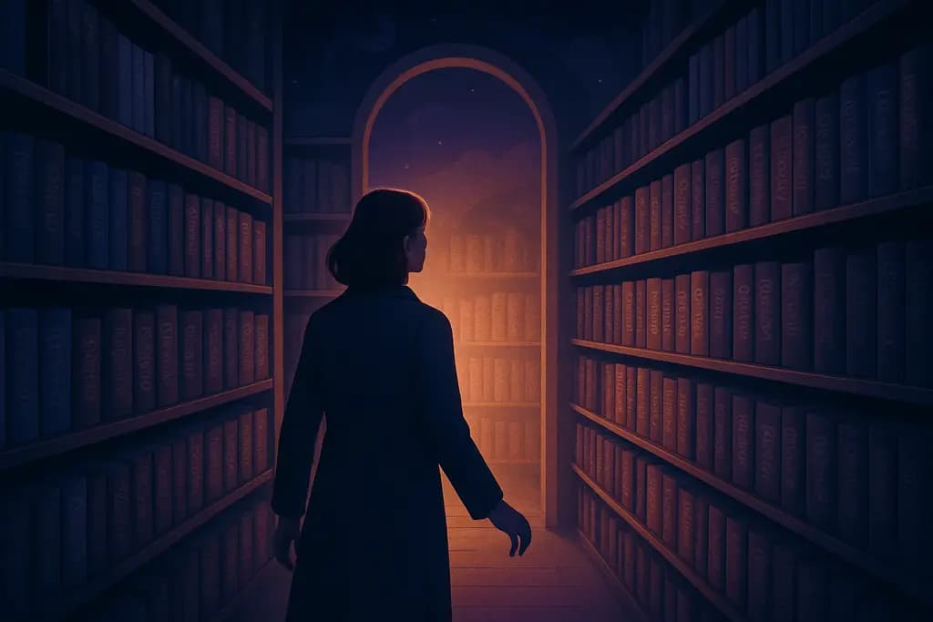 Dream illustration: Walking into a bookstore where every book has your name on the spine