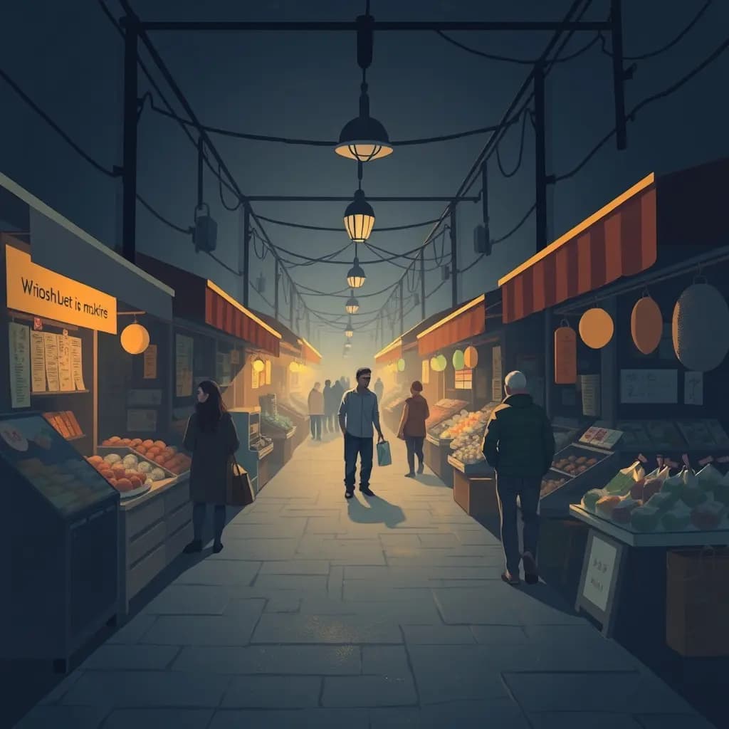 Dream illustration: Walking into a market where language changes with each stall