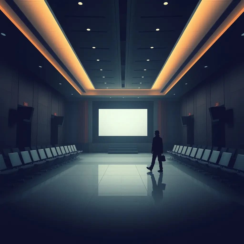 Dream illustration: Walking into empty press hall