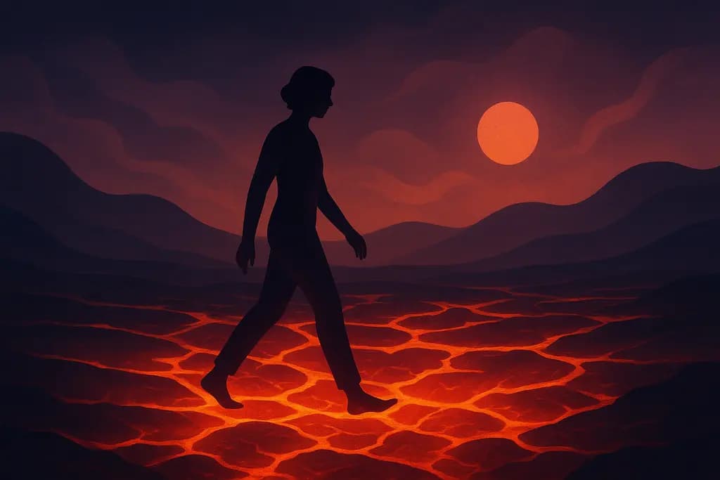 Dream illustration: Walking on hot ground or lava