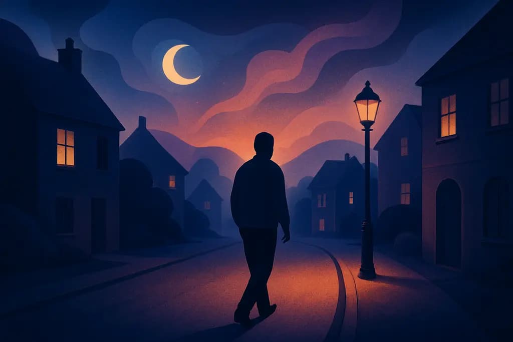 Dream illustration: Walking through a familiar town from childhood