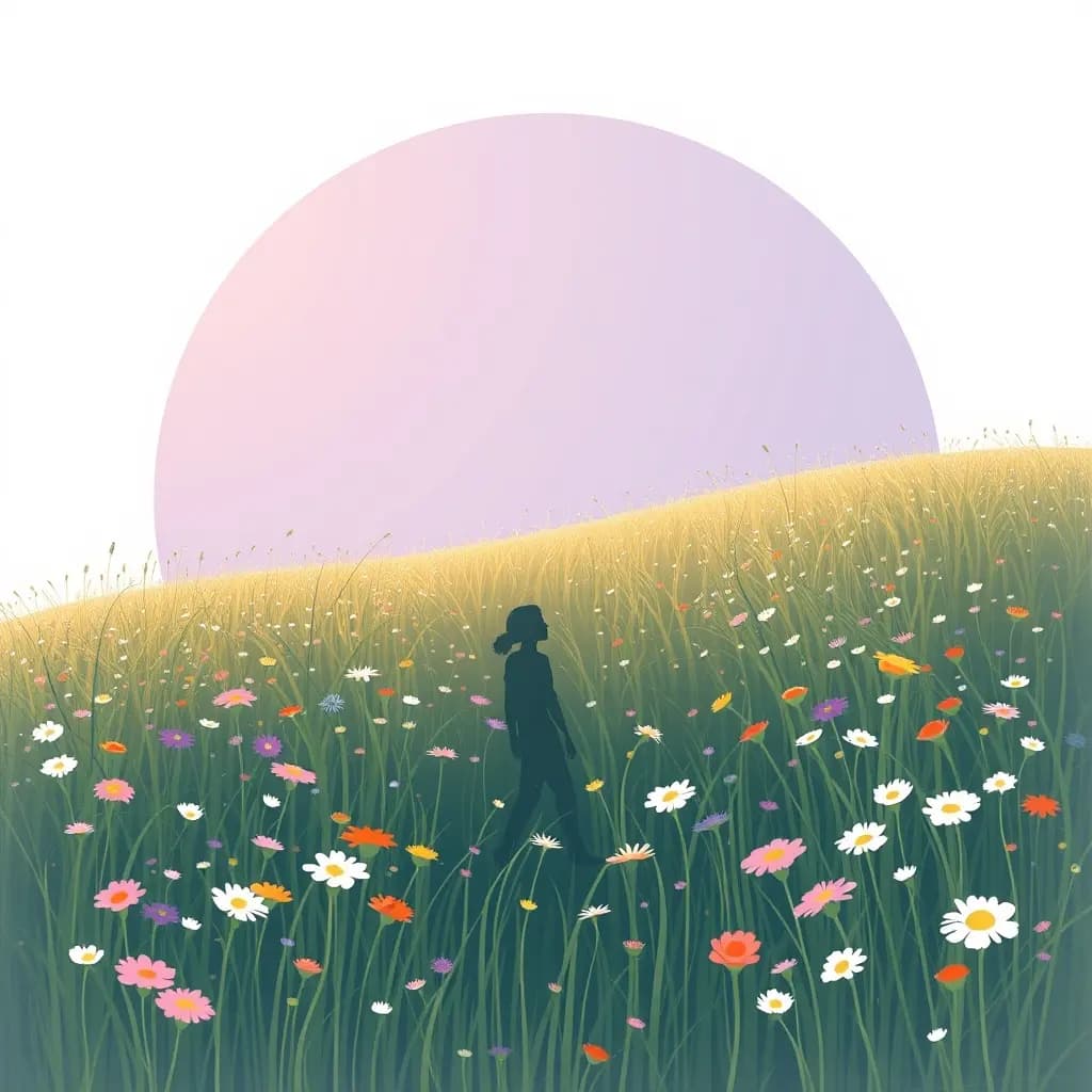 Dream illustration: Walking through a field of wildflowers