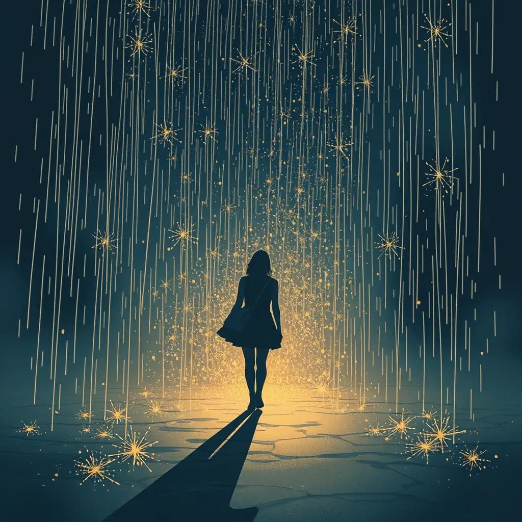 Dream illustration: Walking through a rain of sparks